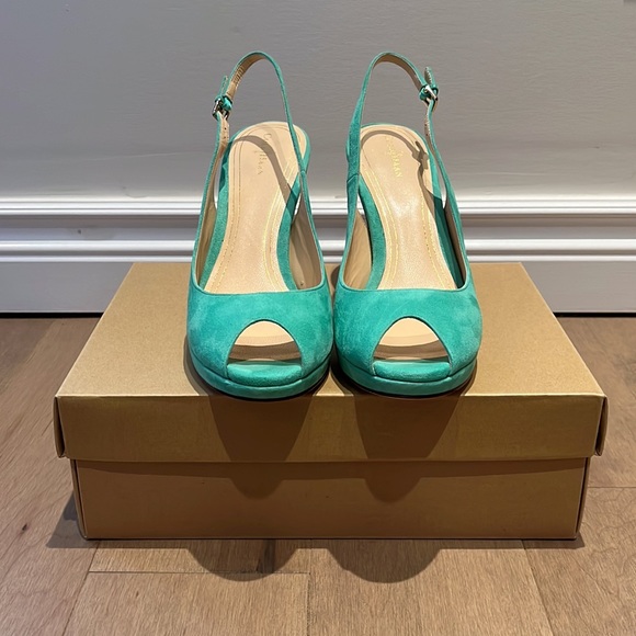 Cole Haan Teal Chelsea Slingback Pumps - Picture 2 of 8